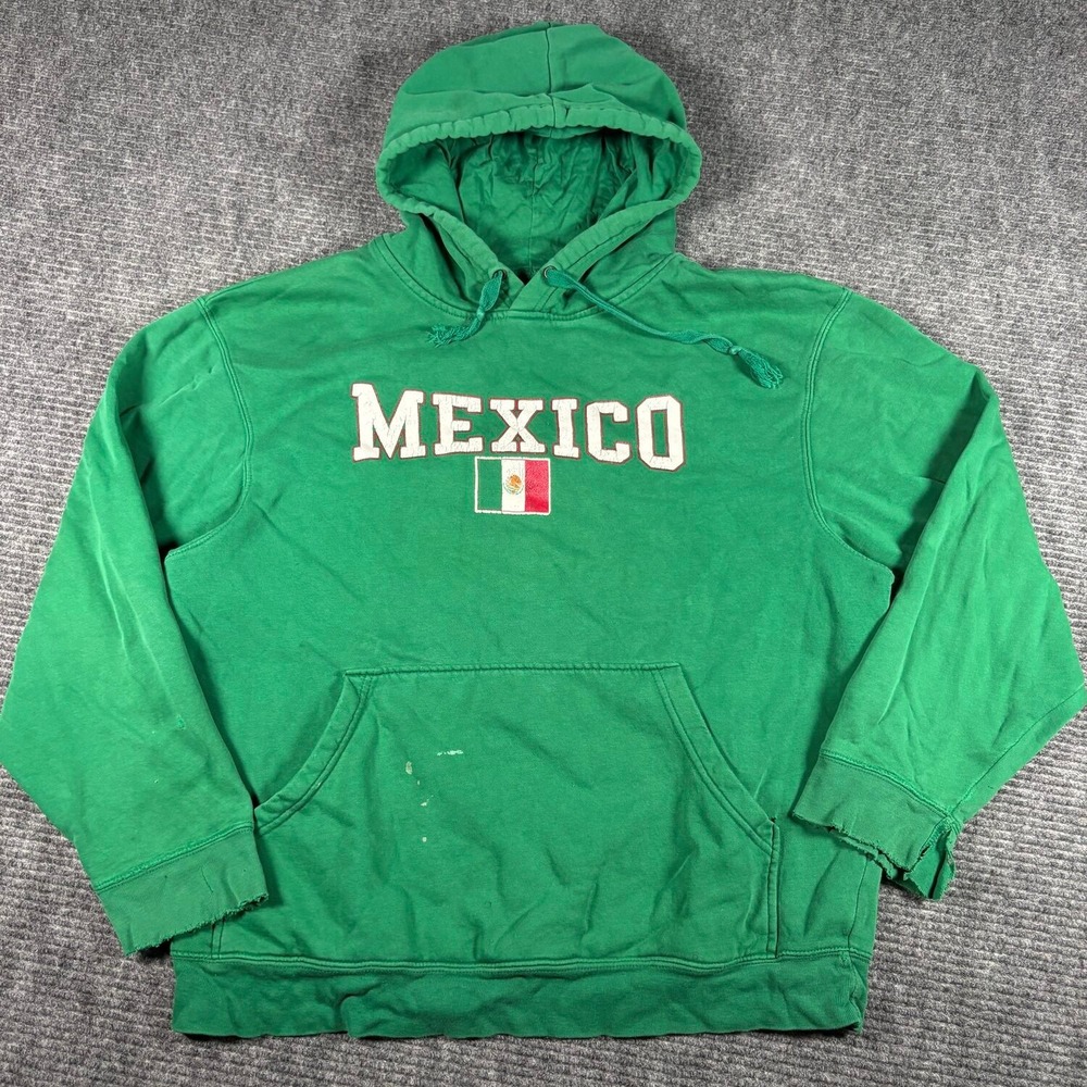 Mexico Graphic Hoodie Unisex L Green Fair Distressed Thrashed Souvenir